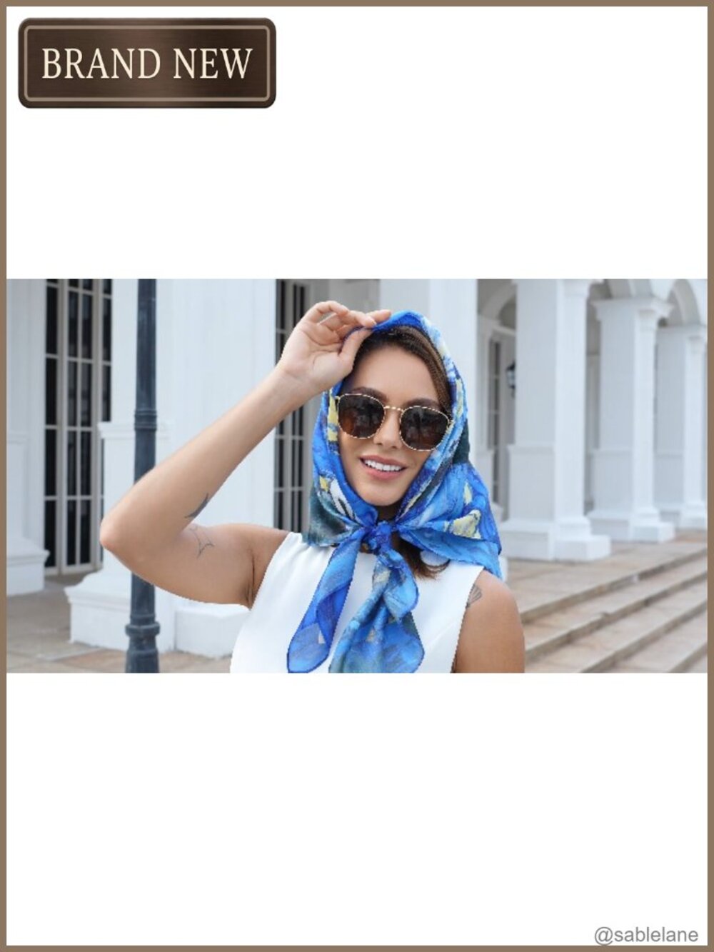 100% Mulberry Silk Square Scarf 35" Head Wrap Neck Scarf Gift Box - Picture 6 of 6